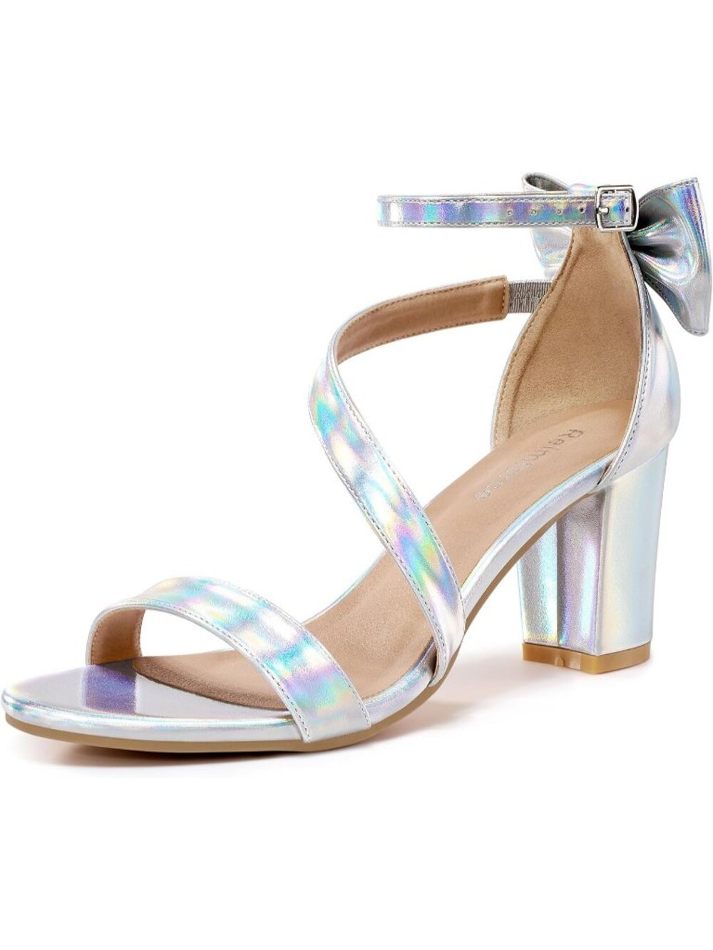 Women's Grey Faux Leather Comfortable Cute & Comfy Wedding Stylish Heel Sandals